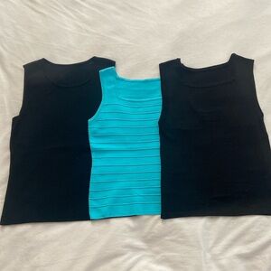 Women’s Tank Top Set – Black & Turquoise Sleeveless Tops. Size S